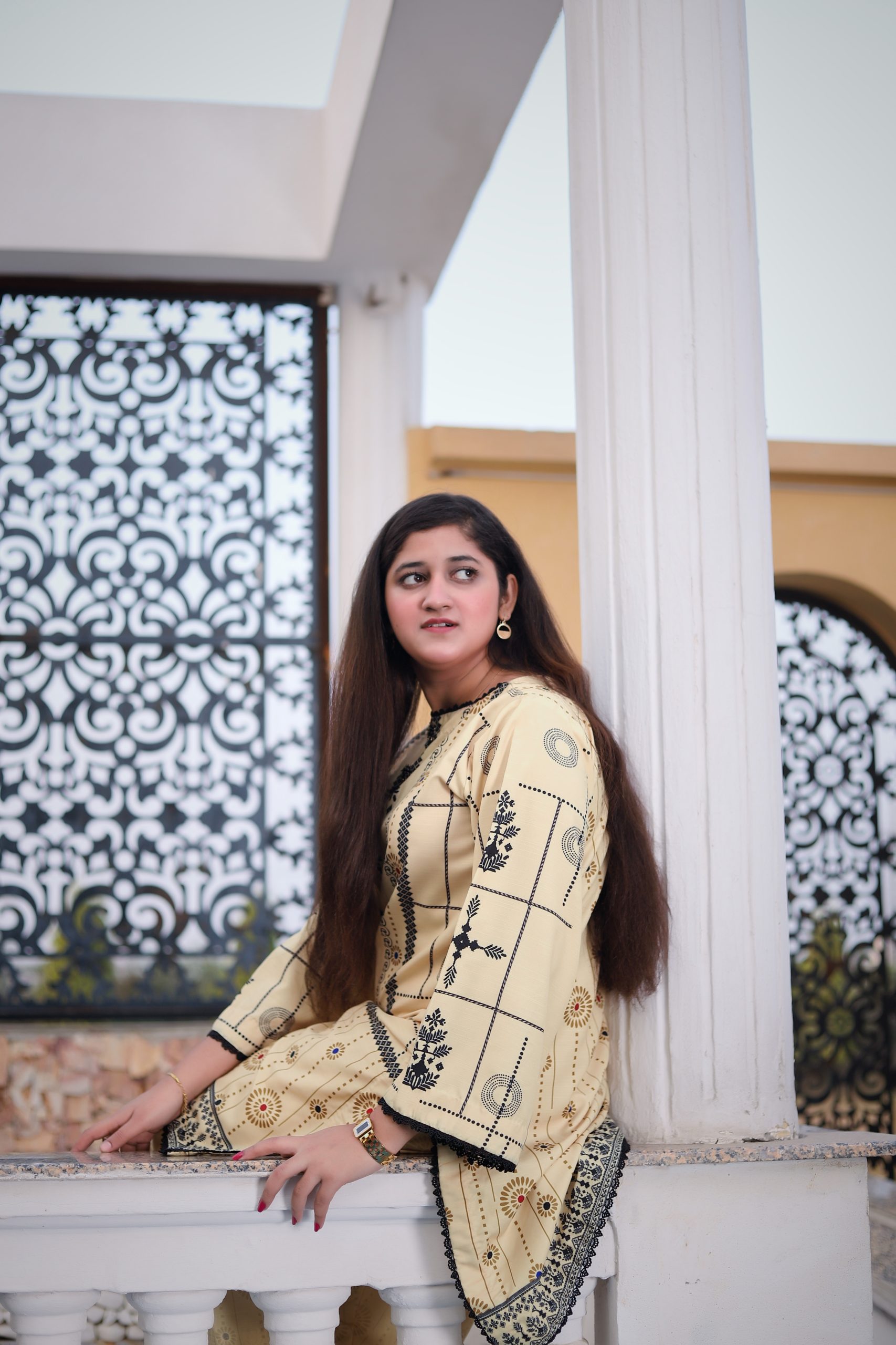 Butter Cream Charm 2PC Printed Shirt & Trouser FTC-5001