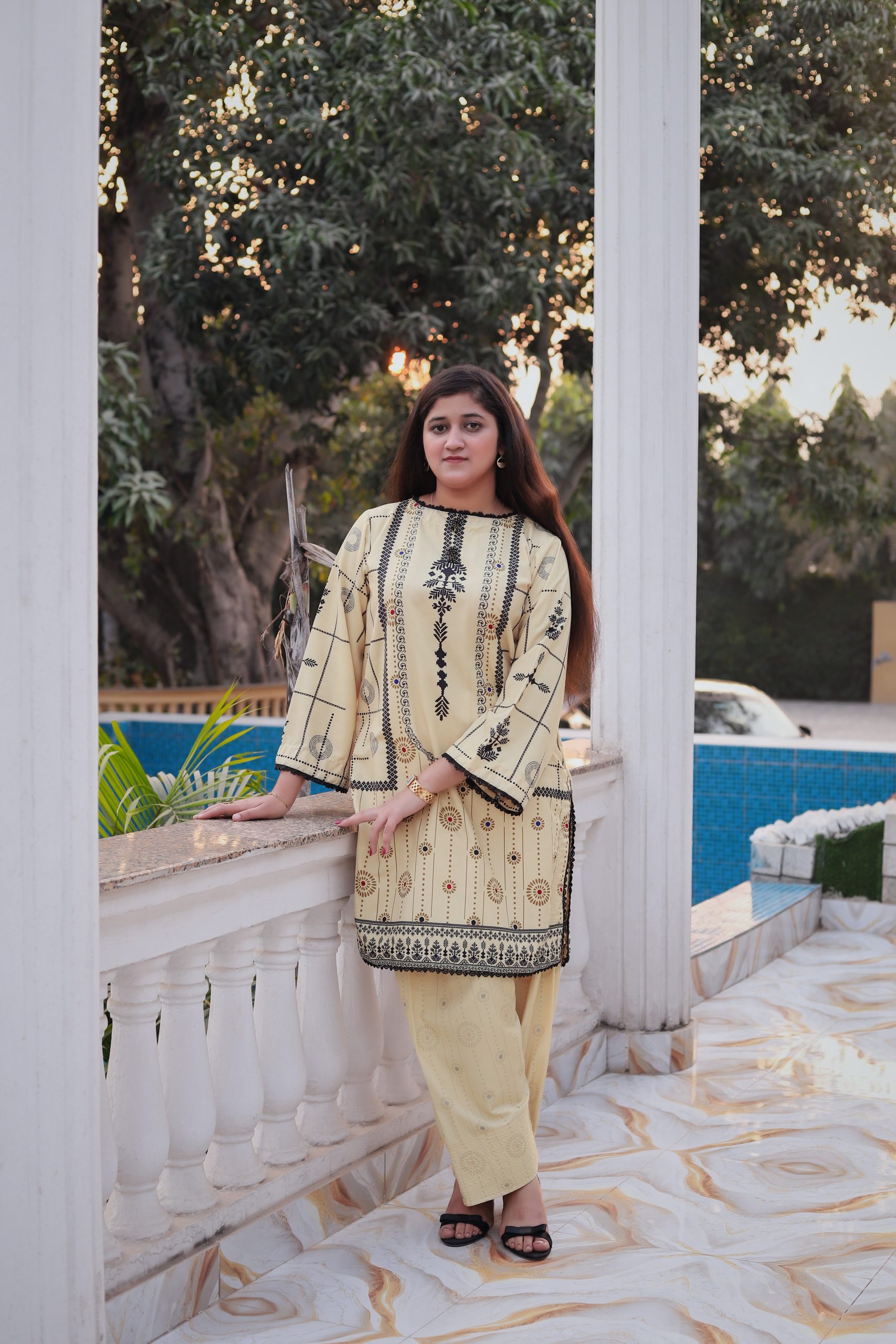 Butter Cream Charm 2PC Printed Shirt & Trouser FTC-5001 - Image 6